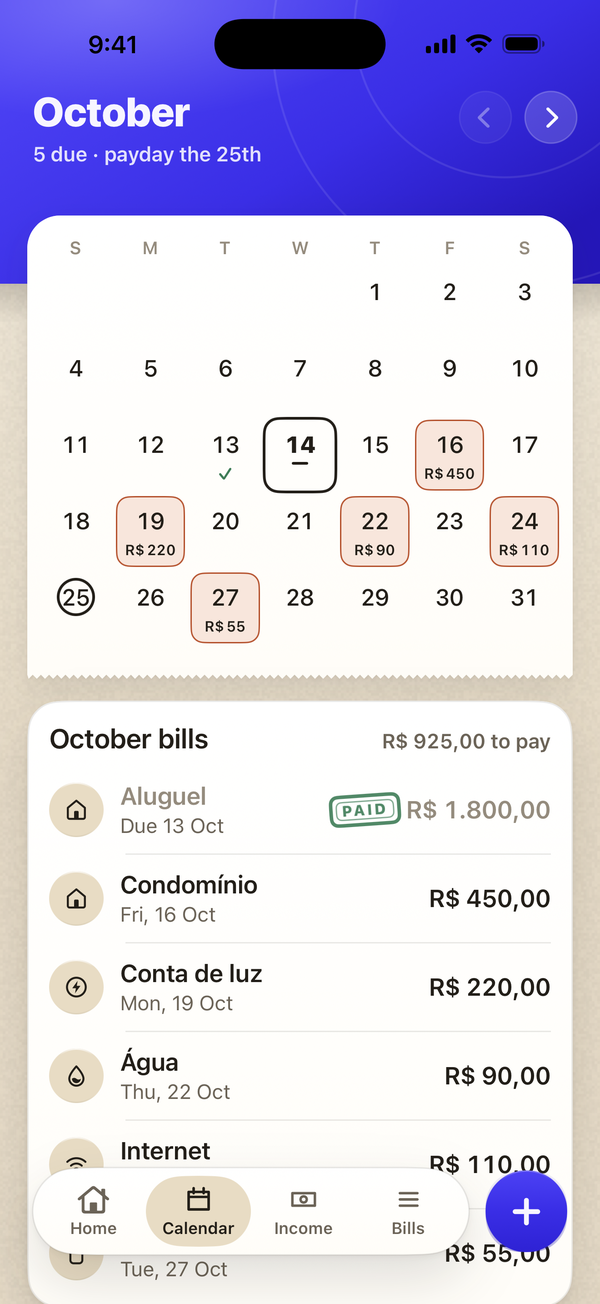 Billo: Tudo no calendário