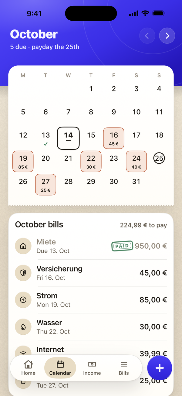 Billo: Alles im Kalender